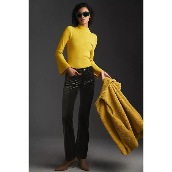 New Anthropologie Pilcro Demilune Mid-Rise Bootcut Velvet Jeans $148 33P Gray - Picture 2 of 6